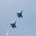 Military jet planes launches anti-missile Royalty Free Stock Photo