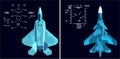 Military jets aircraft f-22 and su-34 HUD Royalty Free Stock Photo