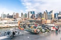 Military jets and helicopters inside Intrepid Sea, Air & Space Museum Royalty Free Stock Photo