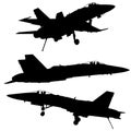 Military jets silhouettes in black Royalty Free Stock Photo