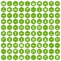 100 military journalist icons hexagon green