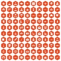 100 military journalist icons hexagon orange