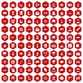 100 military journalist icons hexagon red