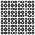 100 military journalist icons set black circle Royalty Free Stock Photo