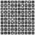 100 military journalist icons set black