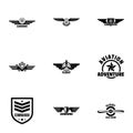 Military label icons set, simple style