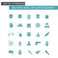 Military and Law enforcement icons set vector Royalty Free Stock Photo