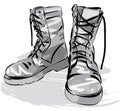 Military leather worn boots vector illustration