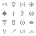 Military line icons set