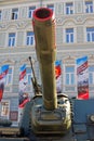 Military machines outdoors exhibition in Moscow. Victory Day celebrations on Moscow.