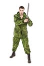 Military Man With Knife Royalty Free Stock Photo