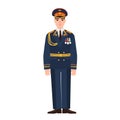 Military man of Russian armed force wearing full dress uniform. Infantryman on parade isolated on white background. Male