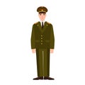 Military man of Russian armed force wearing uniform. Infantryman or serviceman. Officer, sergeant or lieutenant isolated Royalty Free Stock Photo