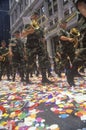 Military Marching Band in Ticker Tape Parade, New York City, New York Royalty Free Stock Photo