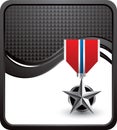 Military medal on black checkered wave