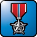 Military medal on blue web button