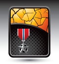 Military medal on cracked gold backdrop