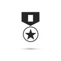 Military medal icon. Medal with star and ribbon