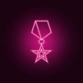 Military medal neon icon. Elements of Medals set. Simple icon for websites, web design, mobile app, info graphics Royalty Free Stock Photo