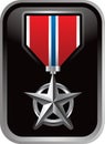 Military medal on silver framed icon