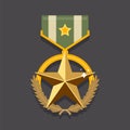 military medal star on a dark background.