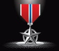 Military medal under spotlight