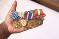 Military Medals in a hand