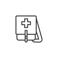 Military medical bag line icon