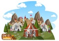 Military medieval camp on white background