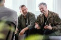 Military men on psychotherapy Royalty Free Stock Photo