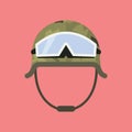 Military metal helmet with goggles