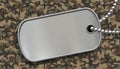 Military metal id tag template on a camouflage background