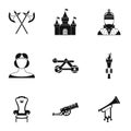 Military middle ages icons set, simple style