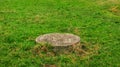 Military Missile Silo Hatch in Grass Royalty Free Stock Photo