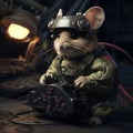 Military mouse pilot in a dark dramatic light. AI Generated
