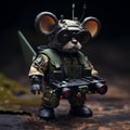 Military mouse pilot in a dark dramatic light. AI Generated