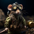 Military mouse pilot in a dark dramatic light. AI Generated