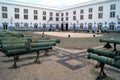 Military Museum, inner courtyard lined up with the old cannons, Lisbon, Portugal