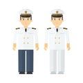 Military naval officer in full dress. Flat vector cartoon illustration.