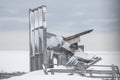 Military observation post ruins close up