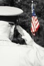 Military officer saluting flag Royalty Free Stock Photo