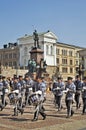 Military orchestra on Senate square in Helsinki. Finland