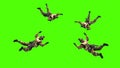 Military Parachutist Free Fall Top Green Screen 3D Rendering Animation