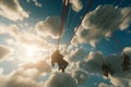 Military parachutist paratroopers jumping out of an air force airplane. Neural network AI generated