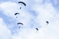 Military parachutists in the sky Royalty Free Stock Photo