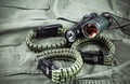 Military paracord bracelet, tactical torch and spy-glass