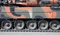 Military parade. Armored vehicle camouflage color, close up view. Army weapon for war and defense Royalty Free Stock Photo