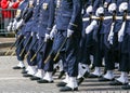 Military parade during the ceremonial Royalty Free Stock Photo