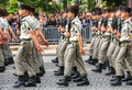 Military parade (Defile) during the ceremonial of french national day, Champs Elysee avenue.