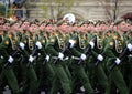Military parade in honor of Victory Day on red square on 9 may 2017. The cadets of the Moscow higher military command school.